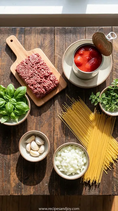 Venison Spaghetti and Meat Sauce Recipe - ingredients preparation
