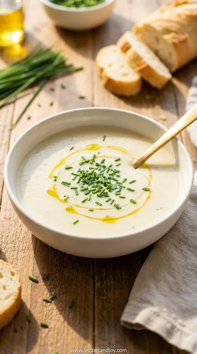 Classic French Vichyssoise: Creamy Potato Leek Soup - ready to serve