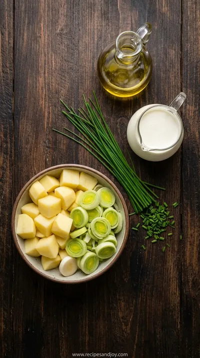 Classic French Vichyssoise: Creamy Potato Leek Soup - ingredients preparation